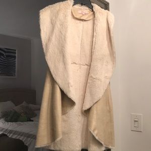 Gold Faux Shearling Eliza J Trench Vest